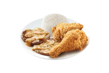 2pc Chickenjoy w/ 2pc Burger Steak and Side