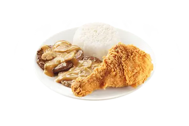1pc Chickenjoy w/ 2pc Burger Steak and Side