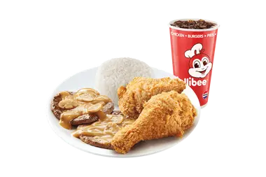 2pc Chickenjoy w/ 2pc Burger Steak Side and Drink